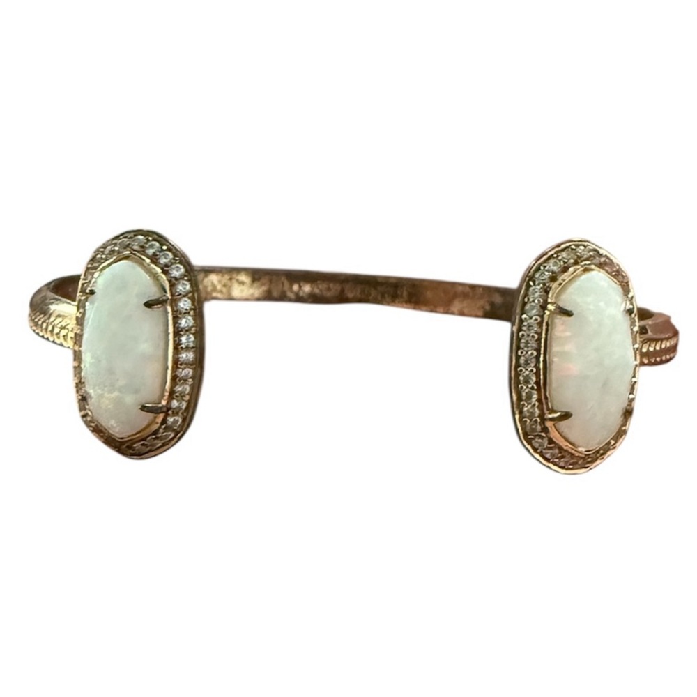 Kendra Scott Elton Cuff Bracelet – Rose Gold & White Kyocera Opal